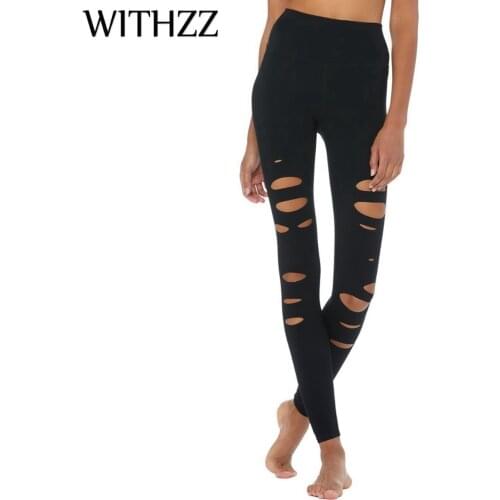WITHZZ Elastic Hole Leggings Women Leggins For Fitness Legins Workout Jeggings Sporting Athleisure Active Wear Sportleggings