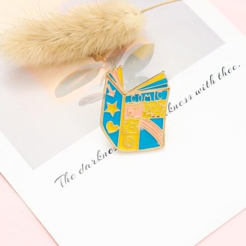 Yellow and blue comic books Enamel Brooch stars love rainbow smiling face Lapel Pin Badge gifts for children