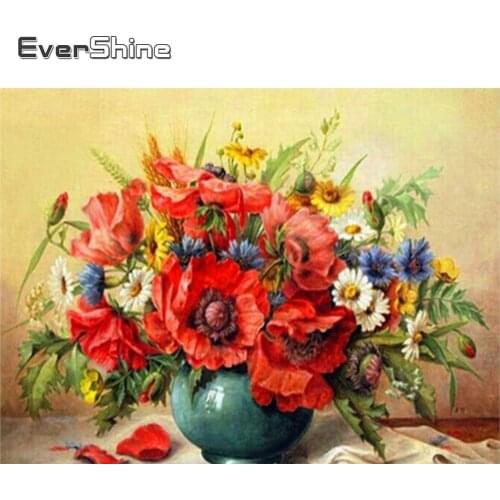 Evershine 5D DIY Diamond Embroidery Sale Flower Cross Stitch Full Square Round Diamond Painting Poppy Needlework Rhinestone Art