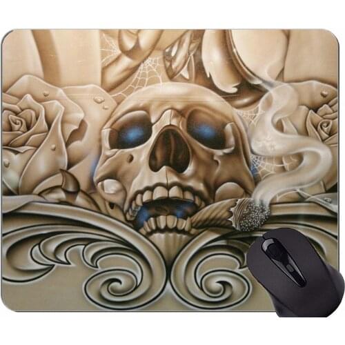 Gaming Mouse Pad Custom,Skull abstract rose art -Stitched Edges