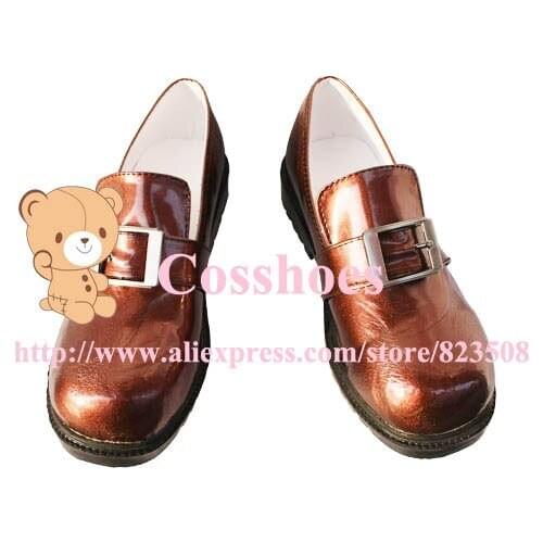 Custom made low heel brown ciel shoes from black butler Kuroshitsuji Cosplay