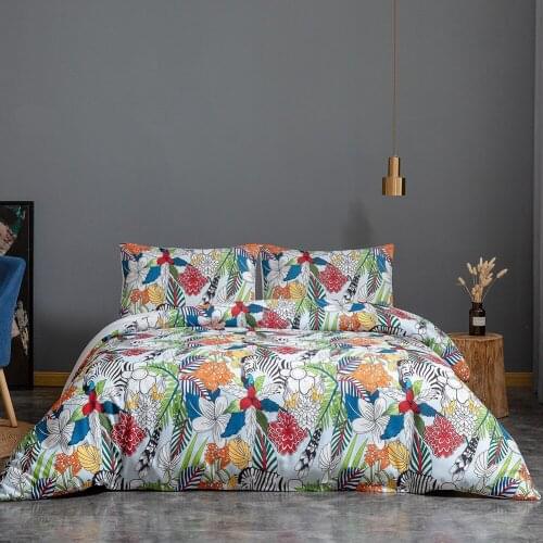 2/3 Pieces Bedding Set Zebra Flower Bush Quilt Cover Colorful Animals Various Flower Duvet Cover 3D Printed Cover Bed Sets