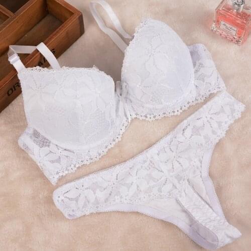 New 2021 Lace Embroidery Bra Set Women Plus Size Push Up Underwear Set Bra and Panty Set 32 34 36 38 ABC Cup For Female