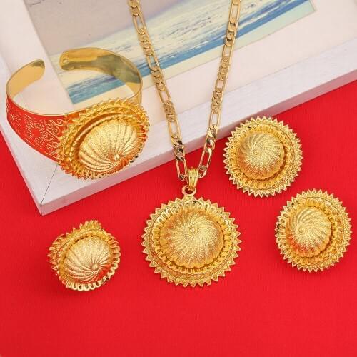 New Design Ethiopian Cross Jewelry Sets Gold Color Eritrea Religious Items Ethiopia Crosses Enkutatash Ethiopian