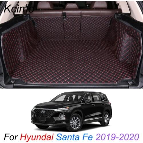 Leather Car Trunk Mat For Hyundai Santa Fe 2019-2020 Cargo Liner Trunk Floor Pad Carpet Car Accessories
