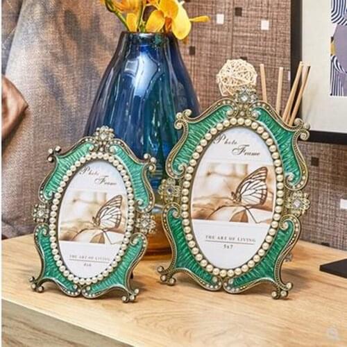 Creative European green decorative photo frame, retro European home office restaurant bar decorations, wedding gifts