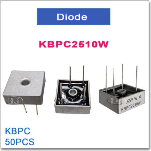 JASNPROSMA 50PCS KBPC2510W kbpc-2510W 25A 1000V Bridge heap DIP KBPC 2510W metal case Original new goods