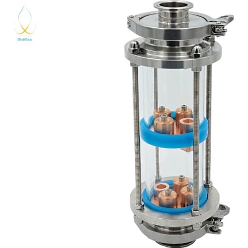 Mini 3" 76mm (OD91mm) 99.9% Red Copper 3 pcs bubble plates Distillation Glass Column for distillation