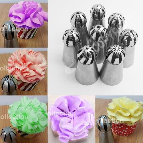 8Style 1 pc Russian piping tips Ball Shaped Stainless Steel Pastry Tool Russian Icing Piping Nozzles Tips baking tools for cakes