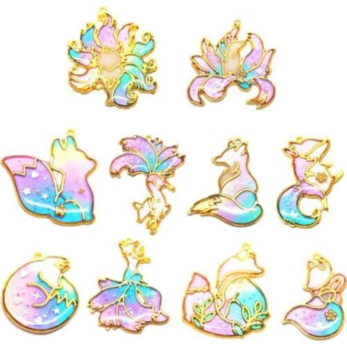 2021 New 8Pcs Gold Animal Pendant Open Bezel Setting UV Resin Frame Jewelry Making