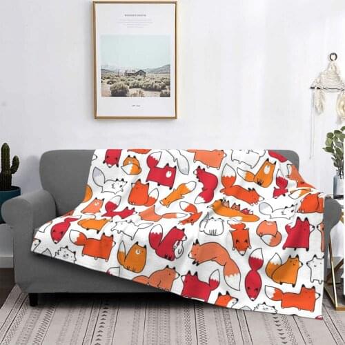 Fox Pattern Blankets Fleece Winter Animal Cute Multi-function Soft Throw Blankets for Bed Car Bedspreads