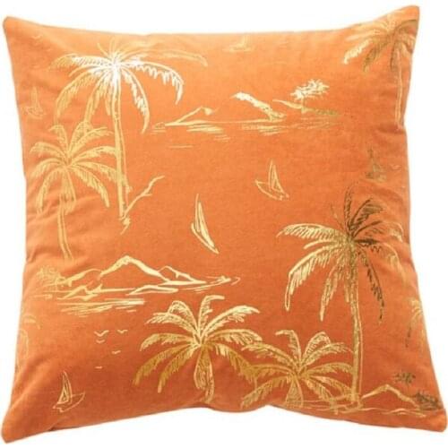 Orange Modern Simple Cushion Cover Print Flower Pillow Cover Yellow Blue Cashmere Square Throw Pillow Cover Sofa Bed Home45X45