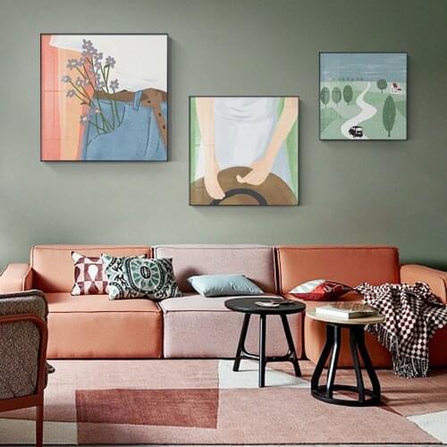 Poster Abstract Country People And Nature Landscape Canvas Painting Travel Print Pictures Nordic Home Decoration Color Wall Art