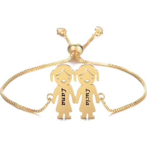 Customized Adjustable Bangles Baby Boy Girl Bracelet Stainless Steel Engraved Name Date For Child Birthday Family Gifts SL-128