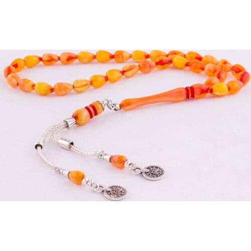 Drop Cut Amber Looking Rosary 8 mm