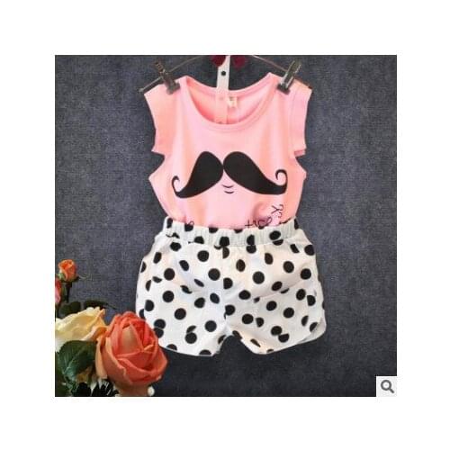 Retail 2018 Kids Summer Sports leisure suit sportswear set baby girls clothes girls clothing sets children vest+ shorts 2-9 yrs