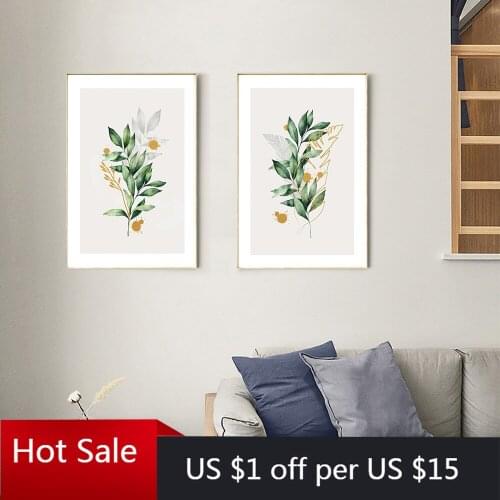 Scandinavian Nature Plant Flower Canvas Painting Nordic Two Types Botanical Print Wall Decor Picture Poster Aesthetic Room Decor