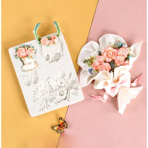 Wedding Rose & Butterfly Silicone Mold Fondant Mould Cake Decorating Tools Chocolate Gumpaste Molds, Sugarcraft, Kitchen Gadget