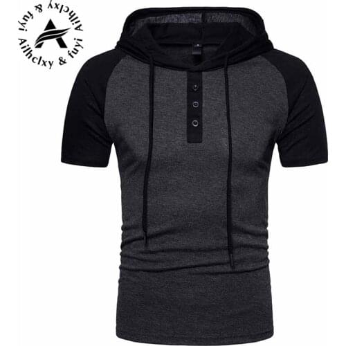 2018 New Brand Hoodie Streetwear Hip Hop gray white Short sleeve Hooded Hoody Mens Hoodies and Sweatshirts