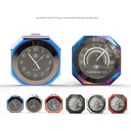 Universal Aluminum Alloy 7/8inch 1inch Motorcycle Luminous Handlebar Mount Clock Watch Thermometer CNC Chrome Motorcycle