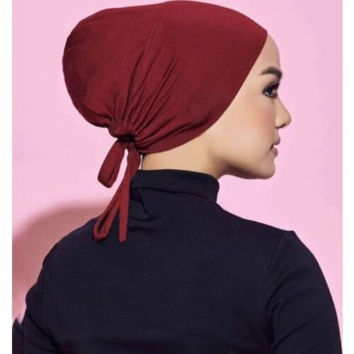 High Quality Inner Cap With Rope Hijab Premium Jersey Scarf Bonnet Adjustable Islamic Headwear Beanie Wrap Free Size