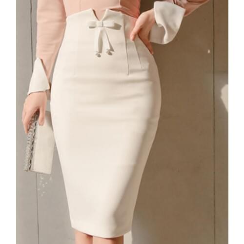 Plus size 3XL!summer new women slim high waist elegant bow temperament ol professional package hip pencil skirt