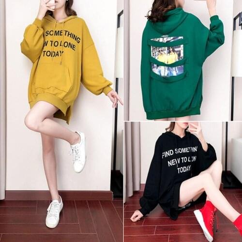 New Sweatshirts Winter Women Autumn Fashion Loose Hoodie Letter Print Long Sleeve Hooded Sweatshirt Warm Lady Autumn Tops 2021