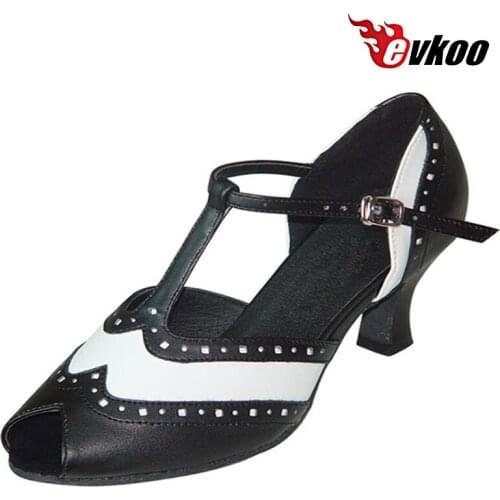 Evkoodance Hot Sale High Quality Genuine Leather Woman Modern Dance Shoes 6 Cm Low Heel Salsa Dance Shoes Evkoo-287
