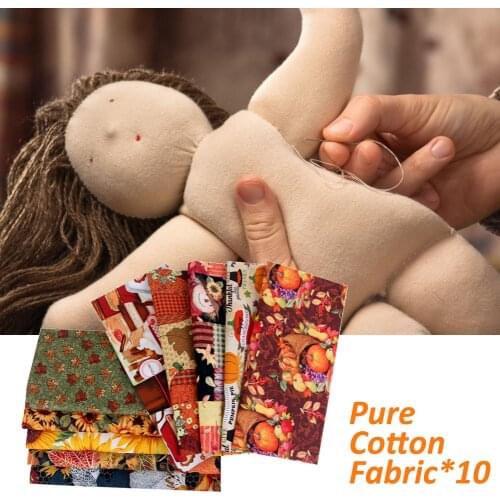 10Pcs Thanksgiving Themed Pure Cotton Fabric DIY Sewing Widely Used Golden Harvest Main Picture Halloween DIY Handmade Cloth