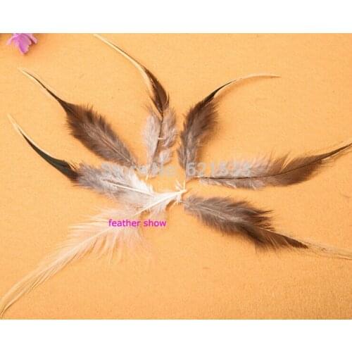 100Pcs/lot! NATURAL BADGER SADDLE HACKLE ROOSTER FEATHERS 4-6" long,loose rooster feathers for jewelry etc