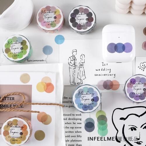 100 pcs Tour of colors series Washi Tape dot Adhesive Tape DIY Scrapbooking Round Stickers Label Japanese Masking tape