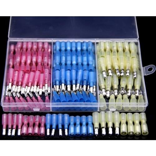 160Pcs Heat Shrink Bullet Connectors -Female & Male Spade Connectors, Waterproof Crimp Connector Wire Splice Terminals