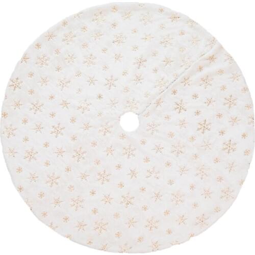 2 Pcs 48 inch Christmas Tree Skirt Embroidered Snowflake Tree Ornaments Round Carpet Floor Mat Xmas Party Holiday Decorations