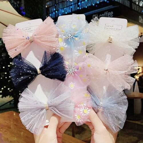 3PCS/Set New Girls Cute Chiffon Yarn Bow Hairpins Kids Sweet Hair Ornament Headband Hair Clip Barrettes Fashion Hair Accessories