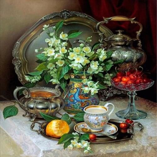 A22293 11CT/14CT/18CT/25CT/28CT Oil tea patterns Counted Cross Stitch DIY Cross Stitch Kits Embroidery Needlework Sets