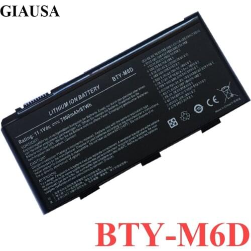 7800Mah New Best BTY-M6D Laptop Battery for MSI GT60 GT70 GX780R GX680 GX780 GT780R GT660R GT663R GX660 GT680R GT783R