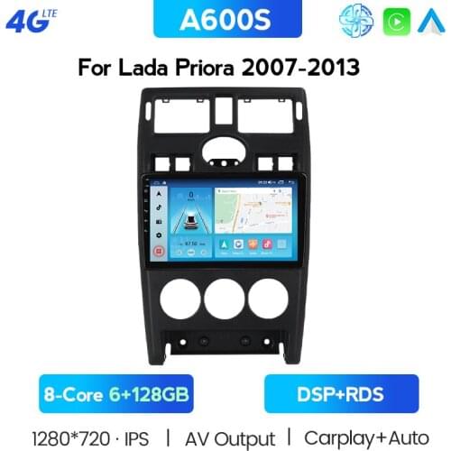 6+128G Android 10 4G WiFi Car Radio Stereo GPS Navigation Multimedia BT Carplay Player For LADA Priora 2007- 2013 No DVD Player