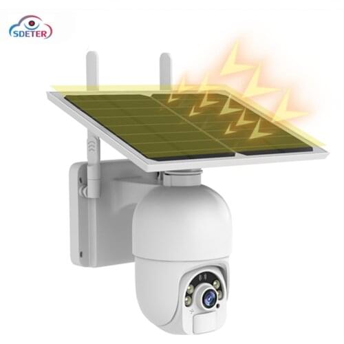 1080P Wireless Security IP Camera Outdoor WIFI Solar Panel PTZ Speed Dome Human Detection Rechargeable Battery Powered P2P Camer