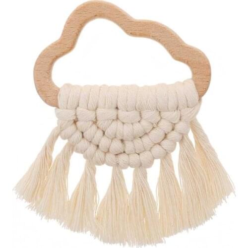 Handmade Baby Wooden Teething Cloud Eco-Friendly Organic Wood Rattle Ring Chewable Bracelet Infant Teether Toys N1HB