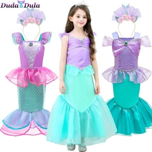 Girls Little Mermaid Ariel princess dress girls costumes Anime Baby Girl Mermaid Dress Up Sets Clothing Cosplay Costumes