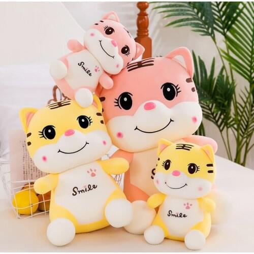 25-50cm Kawaii Clever Smiling Tiger Plush Toys Stuffed Soft Cute Animals Pillow Doll For Girls Kids Birthday Gifts