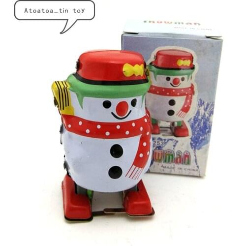 Classic Christmas Tin Wind Up Clockwork Toys snowman robot Wind-up Tin Toy For Children Adults Educational Collection Gifts
