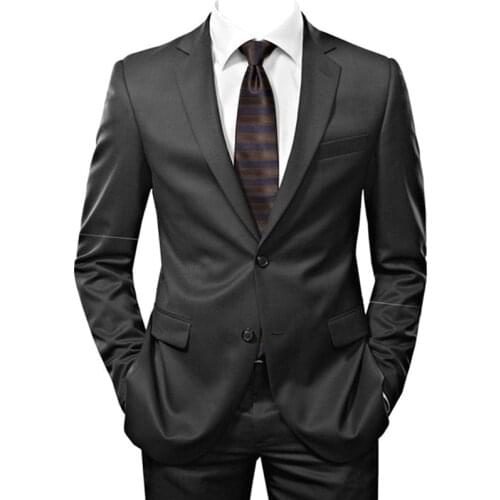 Black Business Men Suits Slim Fit 2 Piece Formal Wedding Tuxedo for Groom Notched Lapel Custom Office Male Fashion Costume