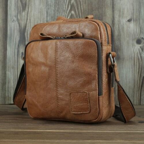 Luufan Vintage Crazy Horse Leather Men Shoulder Bag Fit iPad Casual Cow Leather Male Crossbody Bags Cowhide Sling Bag For Male