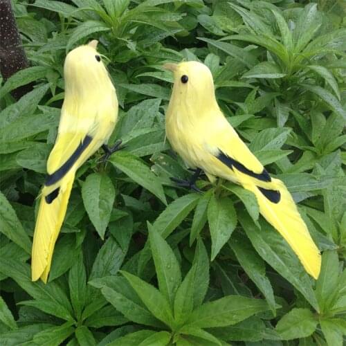 A pair small simulation yellow&black bird model foam&furs standing bird dolls gift about 22cm 1349
