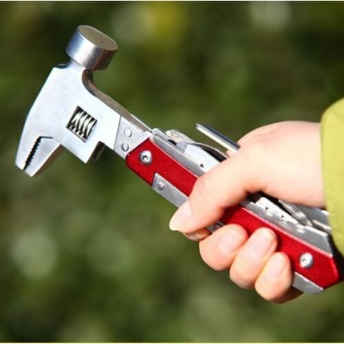 Red Multi-function stainless steel pliers hammer take+6pcs screwdrivers blades
