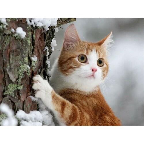 Cat Winter Animal DIY Cross Stitch Embroidery 11CT Kits Needlework Craft Set Cotton Thread Printed Canvas Home Sell