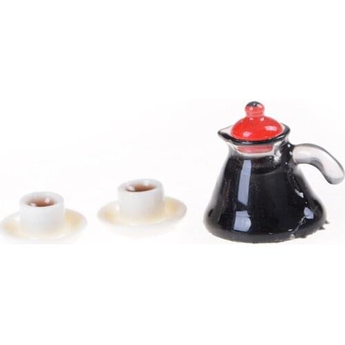 3 Piece Set Coffee Pot Cup And Saucer For Doll Dollhouse Miniature Tool Set