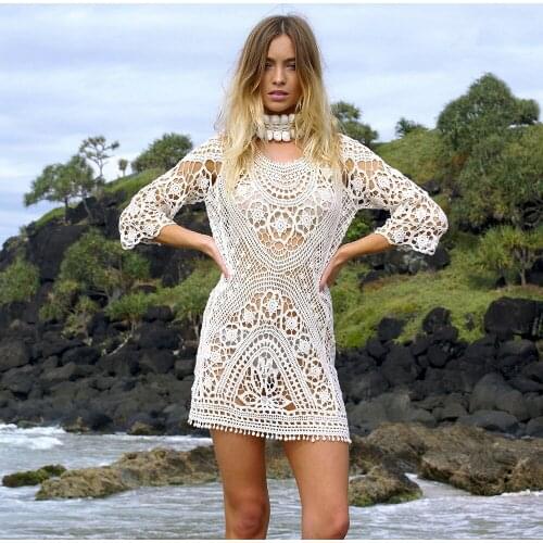 2018 New Arrival Bohemian Beach Dress Top Blouses Sexy Backless Removable Drawstring Design Dress with Hollow out