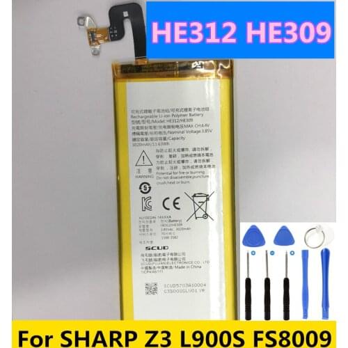 3.85V 3020mAh Original Quality Battery HE312 for SHARP Z3 L900S FS8009 Batteria